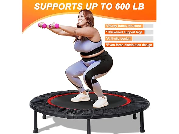 48" Foldable Mini Trampoline for Adults 600 LB