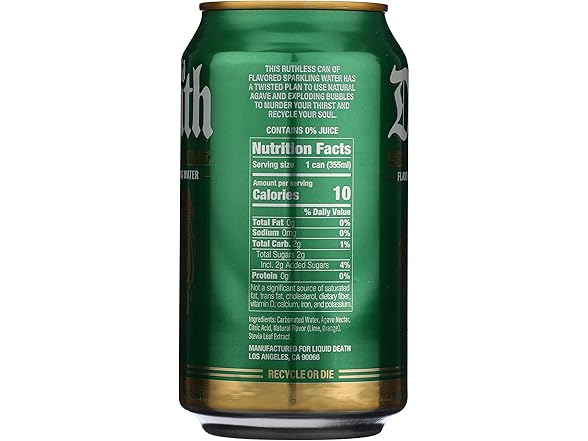 1CT Liquid Death Severed Lime Sparkling Water, 12 OZ