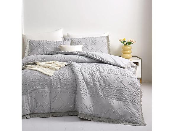 Arianaut Boho Queen Comforter Set Grey