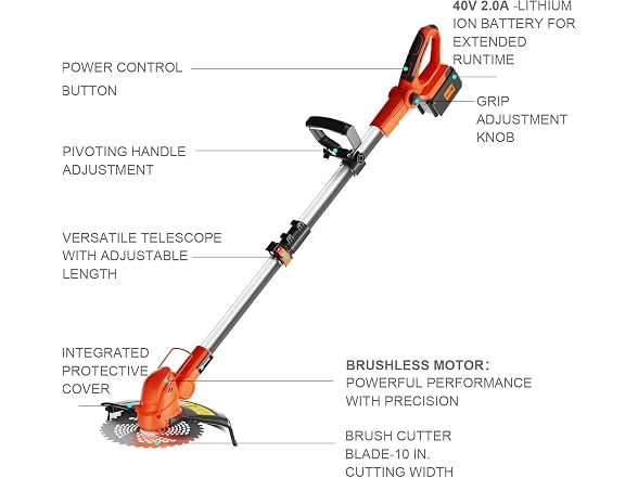 UKOKE ST2308-B 40V Cordless Grass Trimmer/Brush Cutter