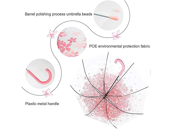 Stick Umbrella, Cherry Blossoms Transparent