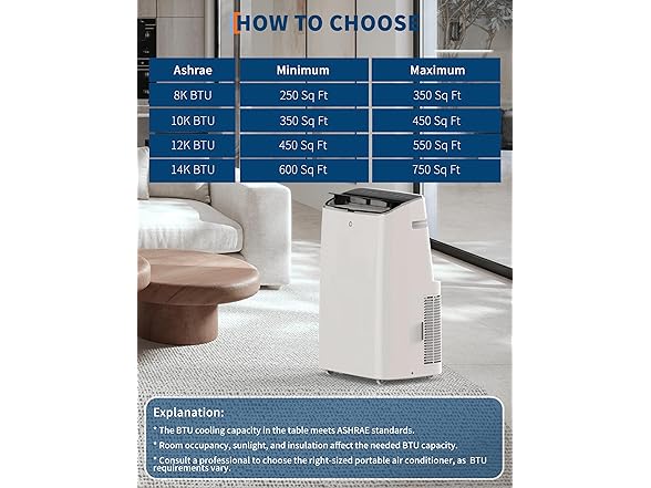 GarveeTech 14,000 BTU Portable Air Conditioner, Black Top