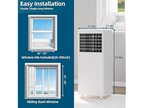 Vossfamul Portable Air Conditioner, 8000BTU(ASHRAE)