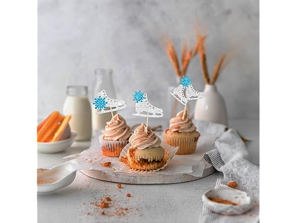 Gyufise 24Pcs Ice Skating Cupcake Topper