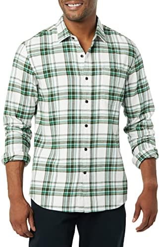 Amazon Essentials Men's Flannel Shirts Long Sleeve Slim-Fit Button Down Plaid