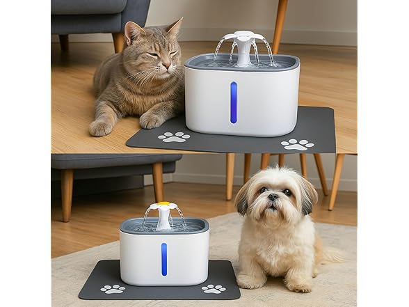 DESSEI Quiet Cat Water Fountain with 4 filters
