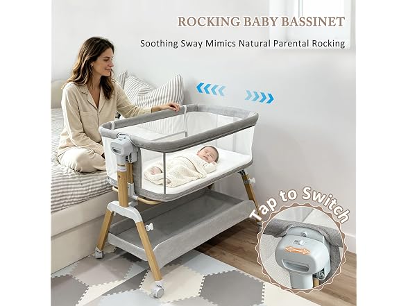 Bolmen Grey Rocking Bassinet Bedside Sleeper