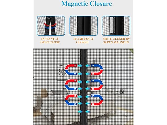 CANI Updated Fiberglass Magnetic Screen Door