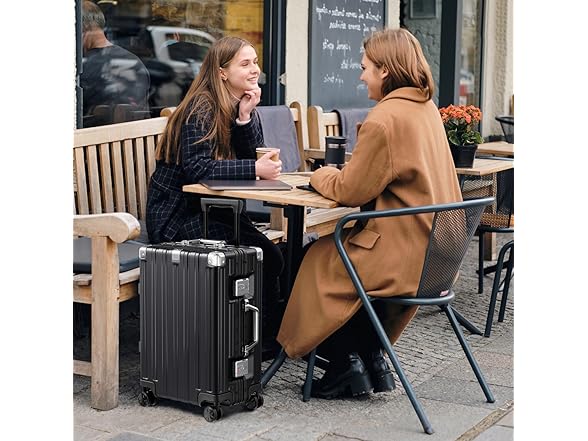 Krute Luggage Sets 2 Pieces Aluminum Frame Suitcase With Spinner Wheels 20 28 Inch Hardside No Zipper PC Luggages with USB Charger (Open Box)