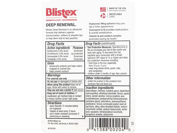Blistex Deep Renewal Lip Protectant Sunscreen Balm