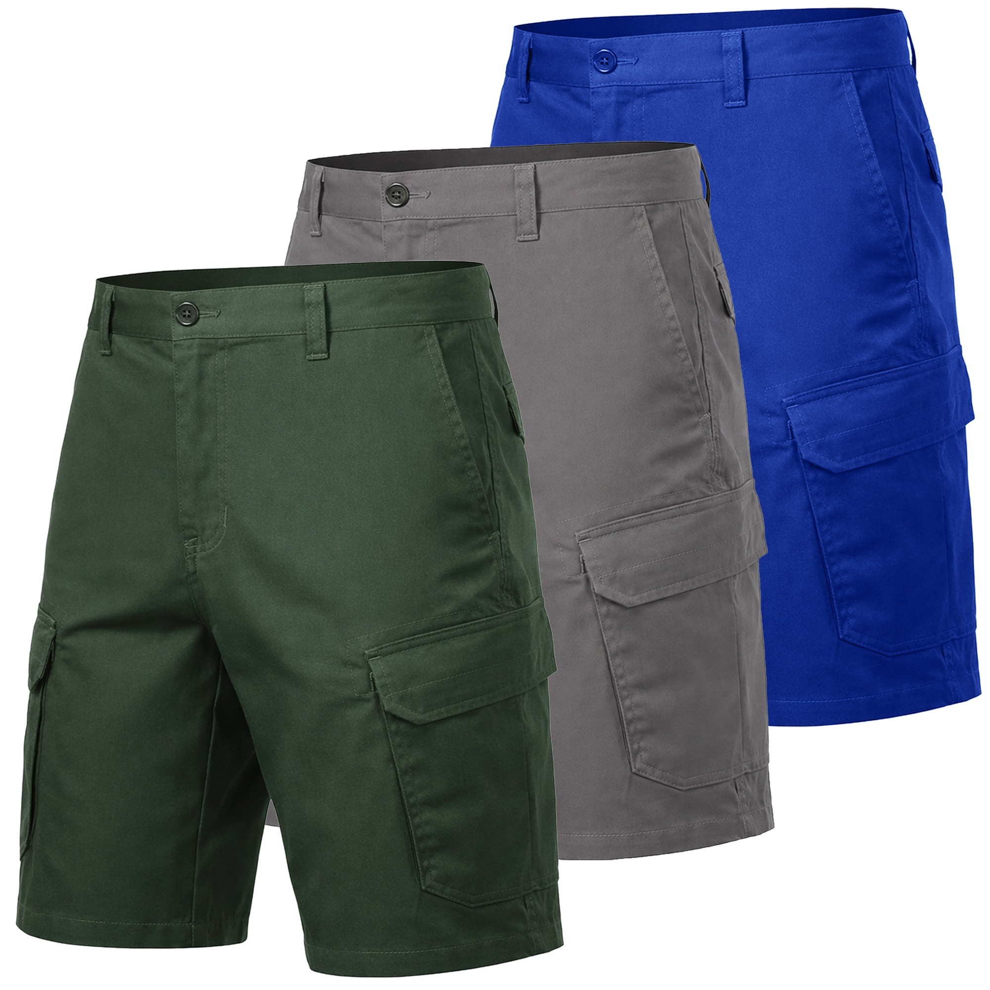3Pk Mens Cotton Stretch Cargo Shorts - Gallery 19