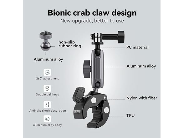 TELESIN Universal Handlebar Tube Clamp