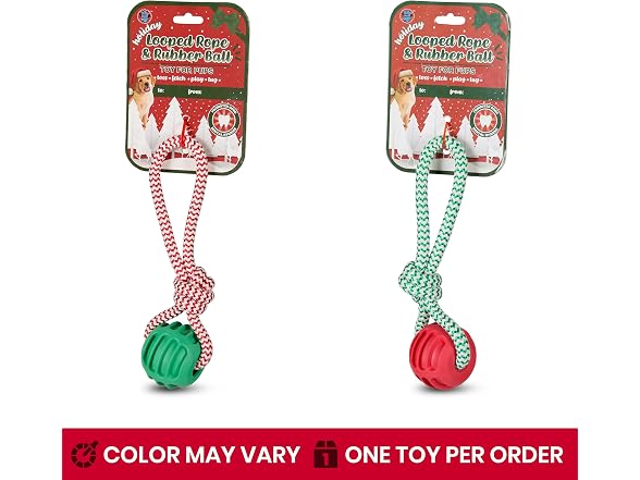 Bow Wow Pet Holiday Rope & Ball Dog Tug Toy, Small