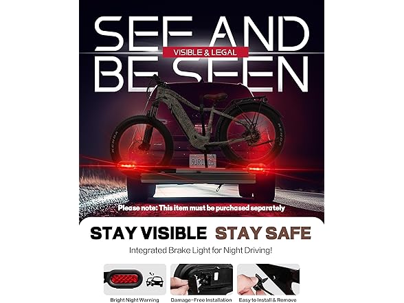 Young Electric Hitch Mount Single Bike Rack with Ramp for El (Open Box)