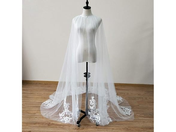 EllieWely Women EllieHouse Long Tulle Bridal Cape