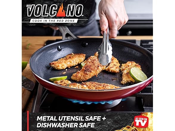 Red Volcano Textured Ceramic Nonstick, 14 Piece Set