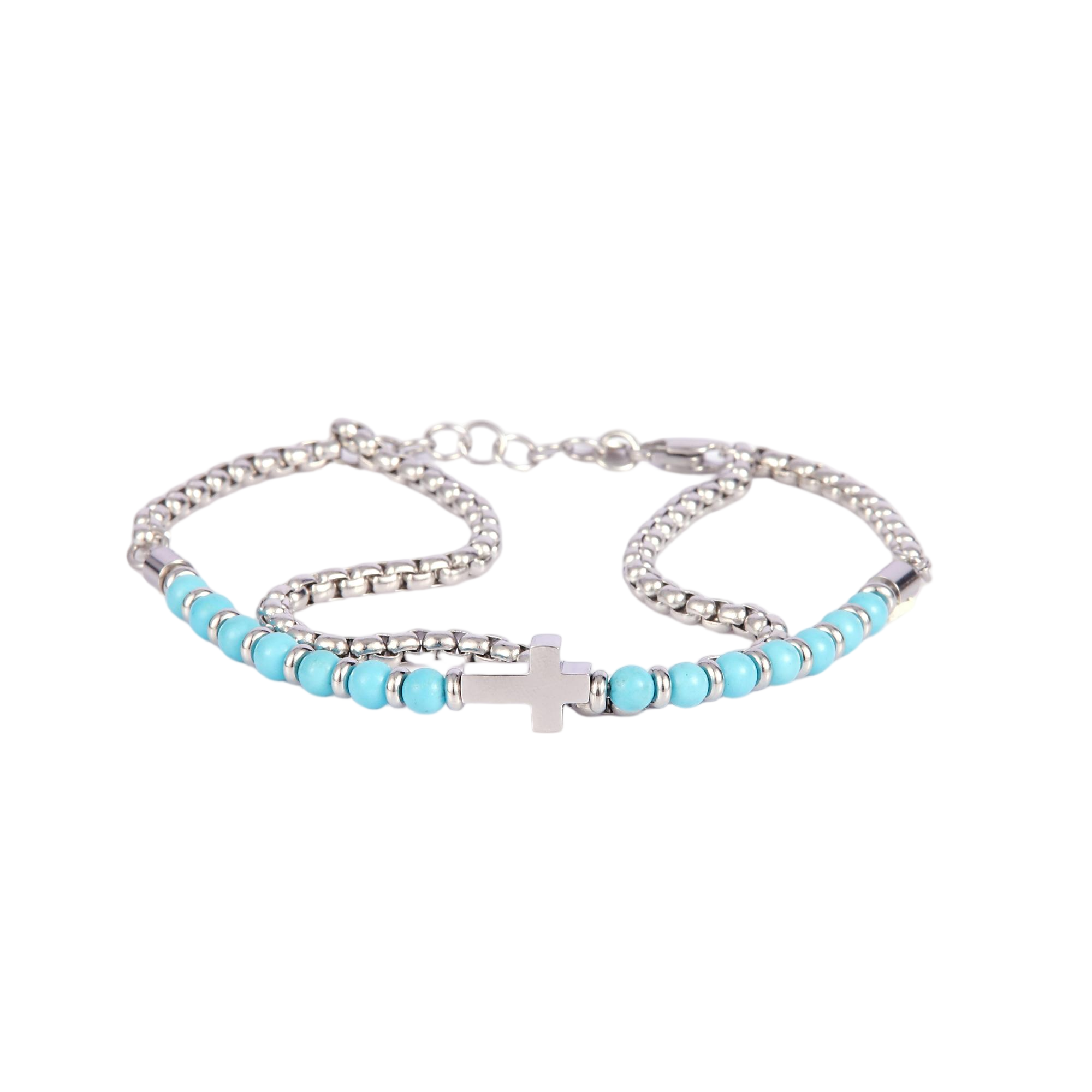 Mens Popcorn Chain & Bracelet w-Cross - Gallery 10