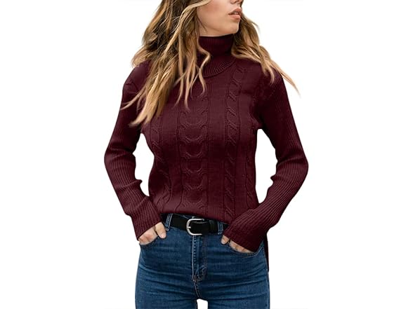 Womens Turtleneck Cable Knit Sweaters