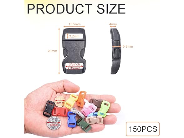 Pc Buckles 150 PC Plastic Side Release Buckles