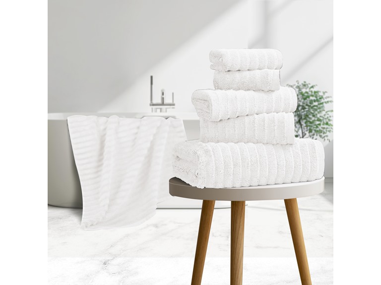 Bibb Home 6PCWAVTOW 6 Pc Ribbed Egyptian Cotton Towel S