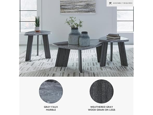 Ashley Bluebond Table Set 3pc Gray