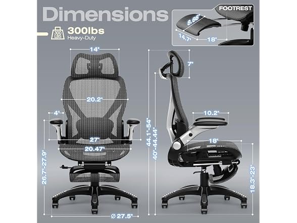 ELABEST X100 Ergonomic Mesh Office Chair with Footrest
