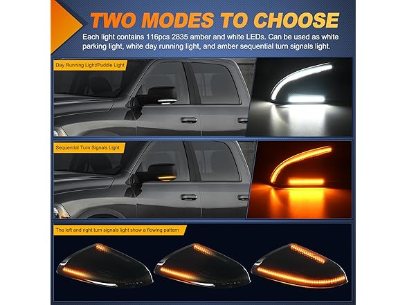 Nilight Side Mirror Marker Light Switchback Amber Turn Signals