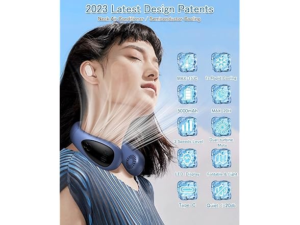 GAITIR Portable Neck Fan - Blue