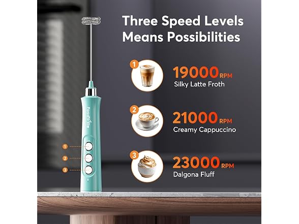 FoodVille MF02 Rechargeable Milk Frother Green