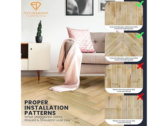 Five Diamond Floor Planks,Peel and Stick