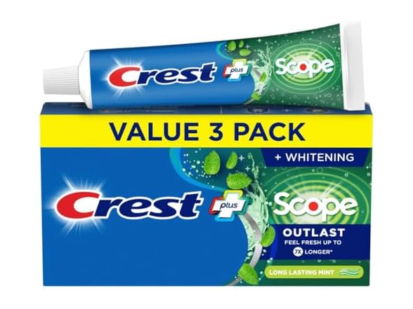 3ct Crest Complete Whitening + Scope, Mint Toothpaste