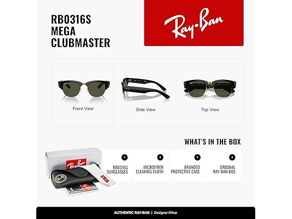 Ray-Ban RB0316S Mega Clubmaster Square Sunglasses