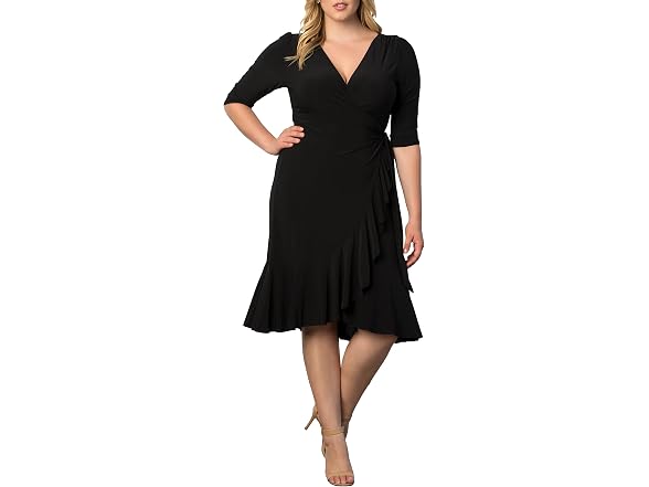 Kiyonna Women (XS) Whimsy Ruffled Midi Wrap Dress