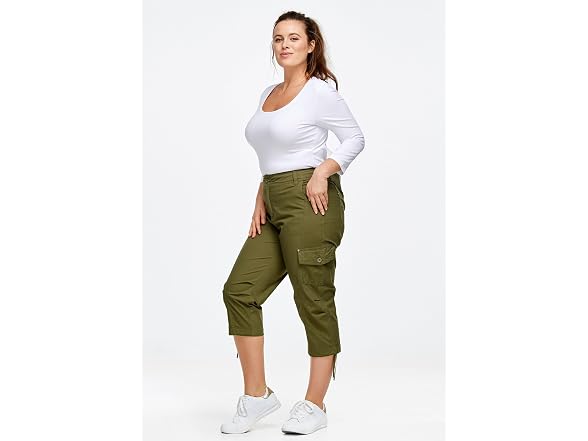 Ellos Women (24) Stretch Cargo Capris Front Pants