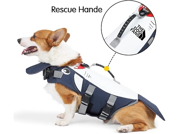 Dog Life Jacket,Cartoon Shark Pattern,Pet Fl