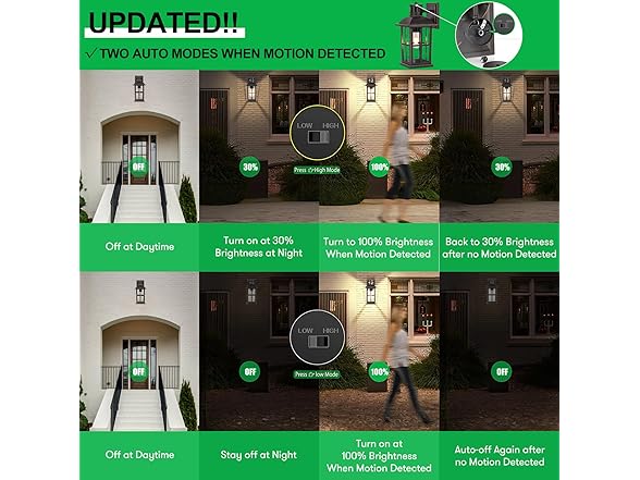 13in Motion Sensor Porch Light, Anti-Rust 100% Aluminum Dusk (Open Box)