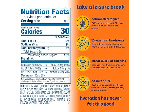 Leisure Hydration Non-Carbonated Electrolyte Refresher