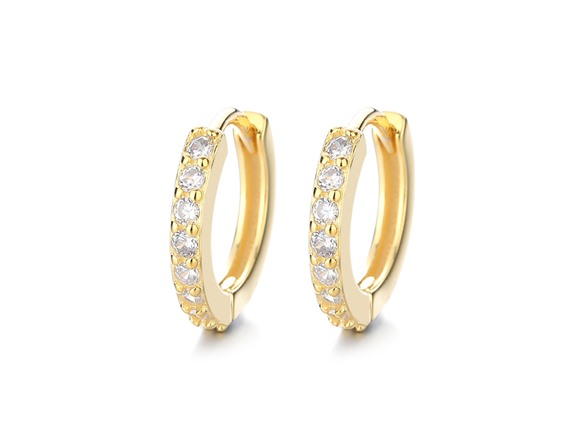14K Gold Sterling Huggie Hoop Earring