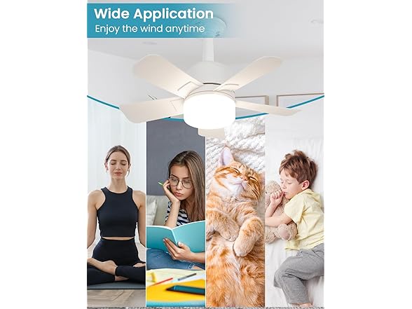 MATULSA Socket Fan Light with Remote, 16.5", White