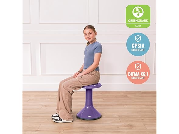 ECR4Kids ACE Wobble Stool, 18", Eggplant