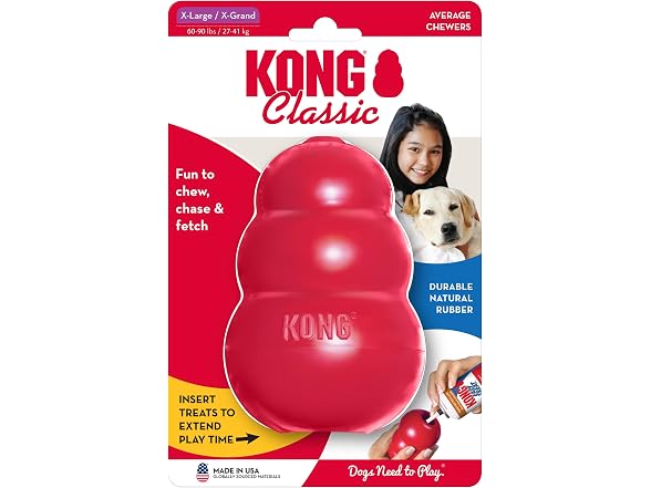 KONG Classic Stuffable Dog Toy, Natural Rubb