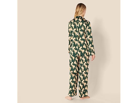 AE Womens Satin LS Shirt & Pant PJ Set