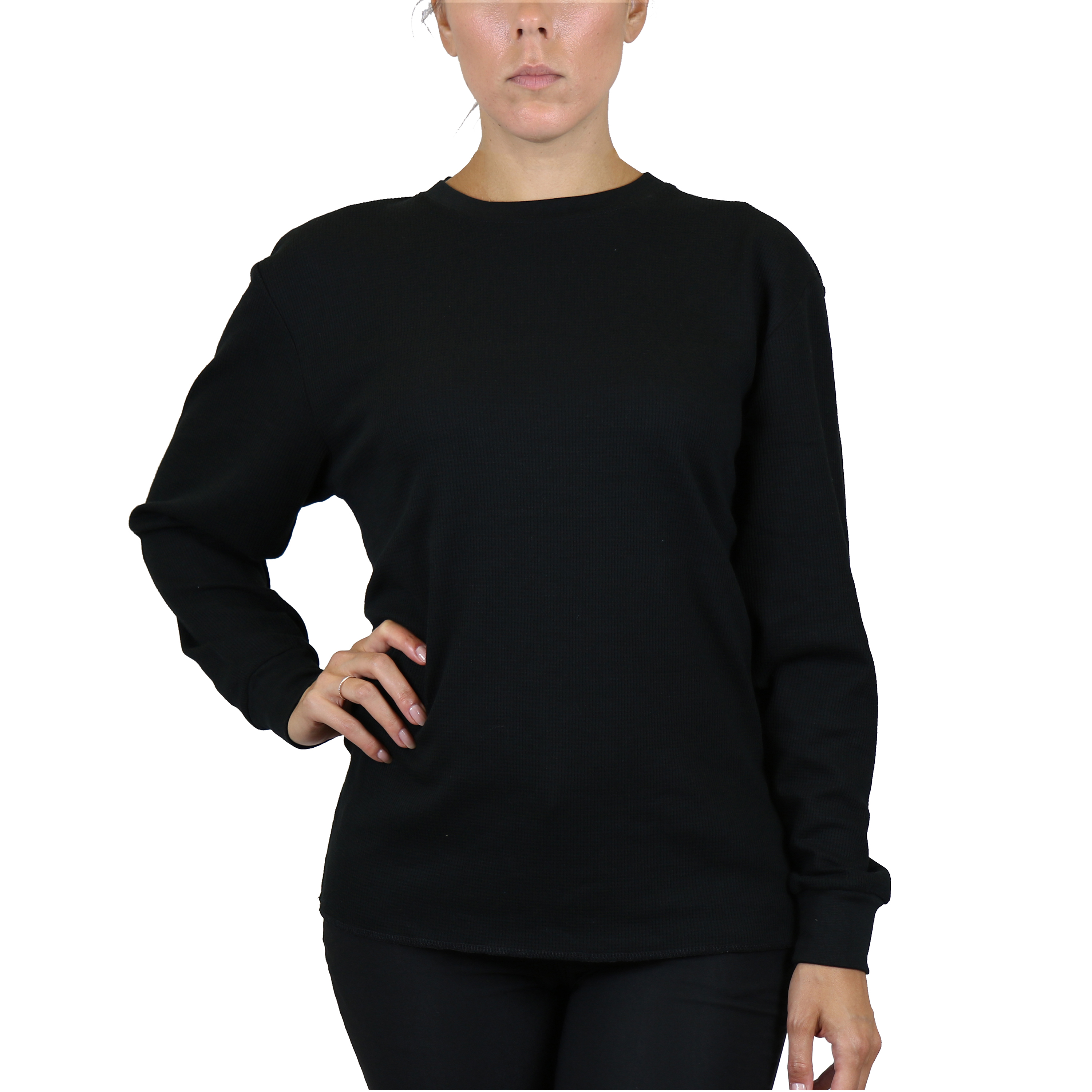 3Pk Asst Womens Waffle-Knit Thermal Shirts - Gallery 18