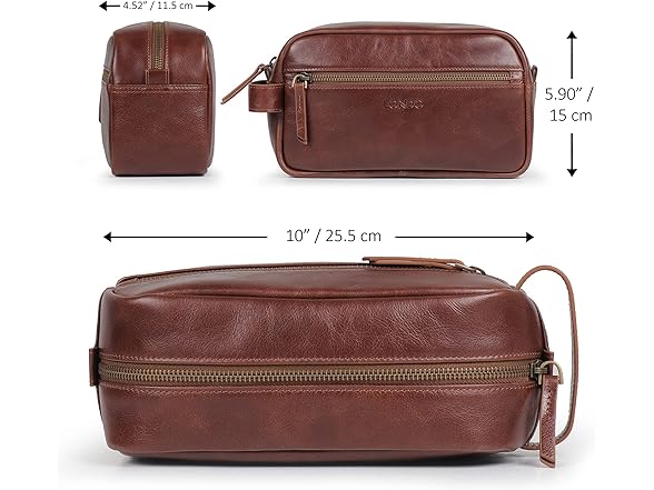 Londo Genuine Leather Travel Toiletry Bag Brown