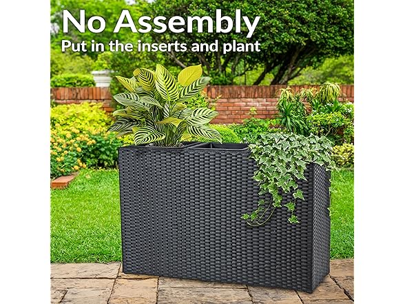 Sunnydaze 3-Section Tall Wicker Planter Box