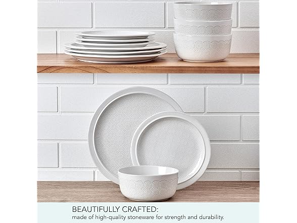Pfaltzgraff Blooming Meadow 12 Piece Plates Bowls Dinnerware Set
