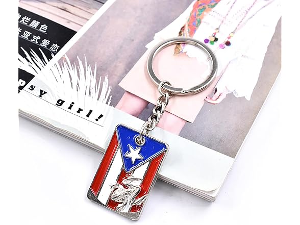 Acespeed 2Pcs Puerto Rico Flag Keychain