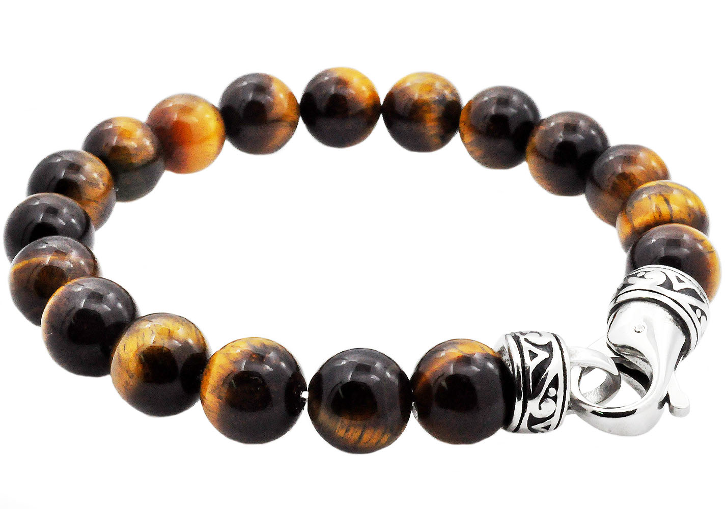 Genuine 10mm Stainless Steel Bead Bracelet - Gallery 9
