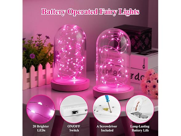 Lakumu 12 Pack Pink Led Fairy Lights