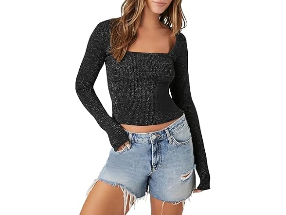 Forever 21 (L) Glitter Sweater-Knit Crop Top